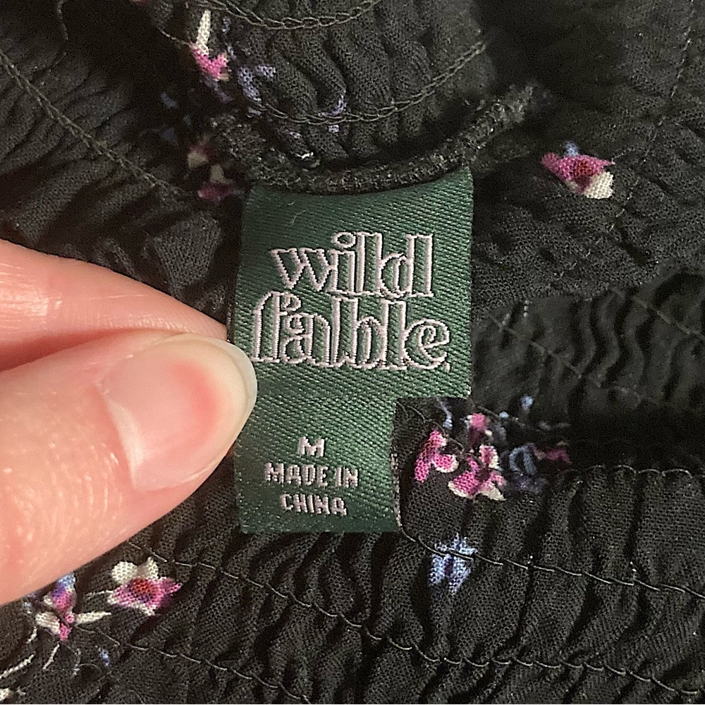 Wild Fable Black Floral Smocked Long Sleeve Midi Dress Size Small - Picture 6 of 10